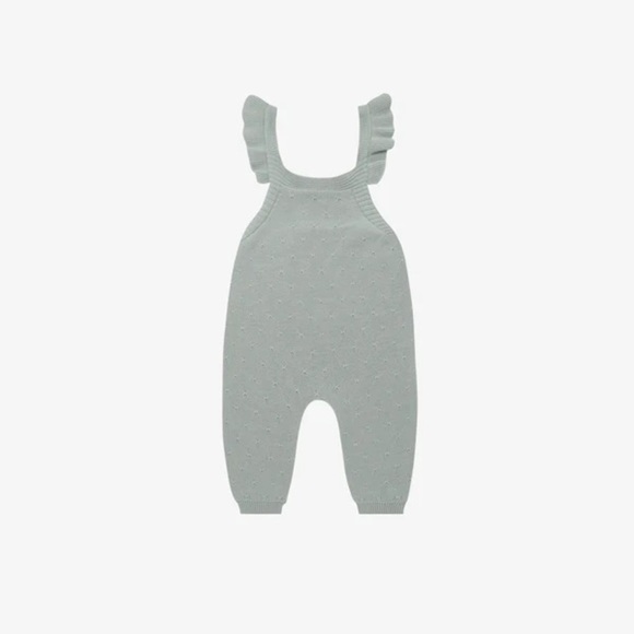 H&M organic knit overalls gray ruffle sleeve 2/4m - Picture 1 of 4